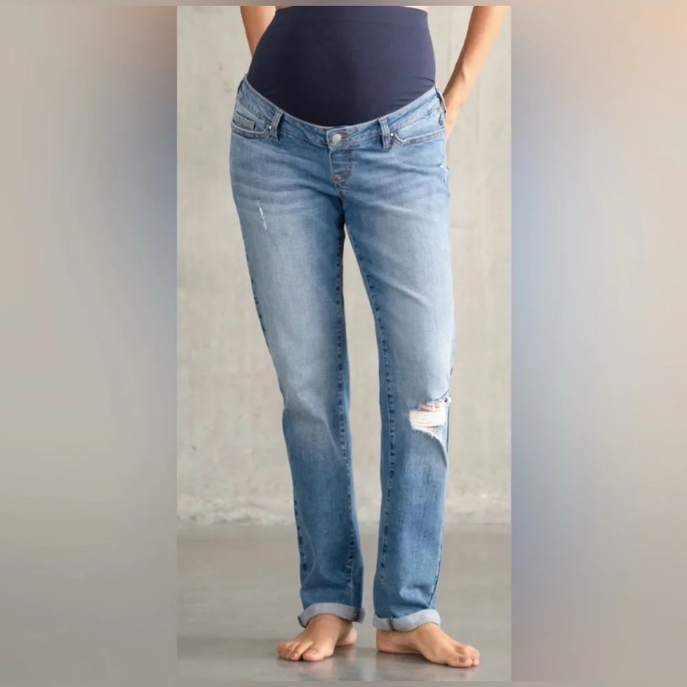 Seraphine Women's Over the Belly Straight Leg Boyfriend Fit Maternity Jeans SZ 6